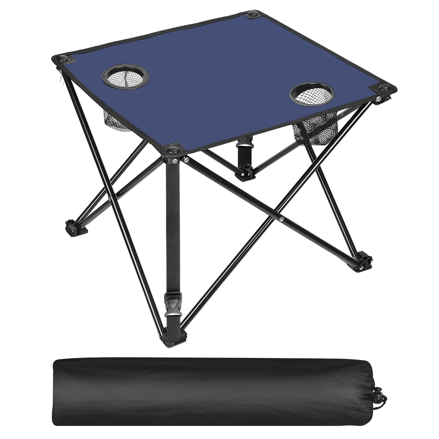 Foldable Camping Table Portable Picnic Table Lightweight Travel Desk with 2 Cup Holders Carrying Bag