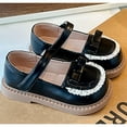 thumbnail image 5 of Piuwrlz Kids Closed Toe Shoe Girls Soft Soled Imitation Leather Shoes New Flat Heel Dress Ballet Flats Black Size 33, 5 of 6