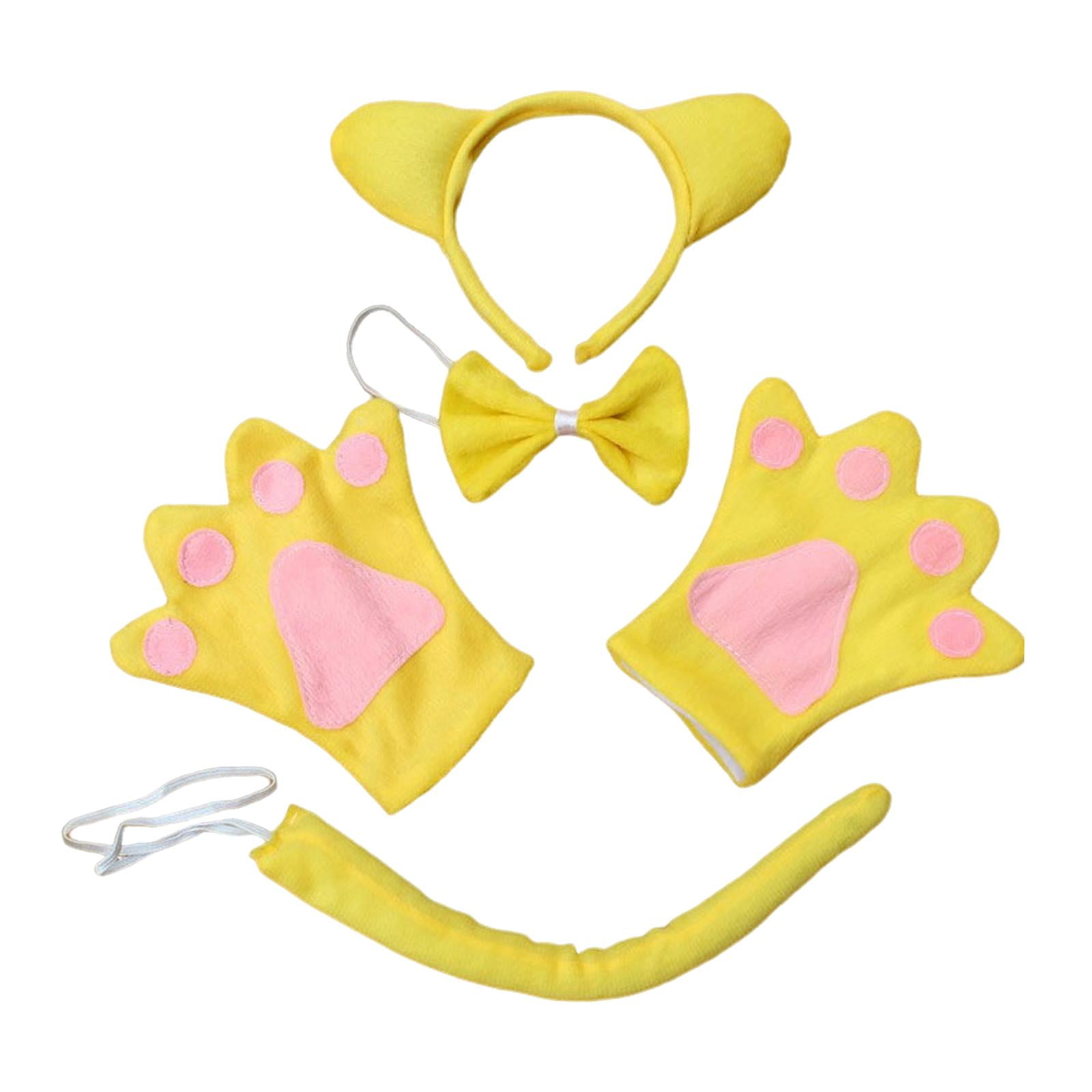 Juego De Disfraz De Ratón De 4 Piezas – Diadema Con Orejas, Cola Esponjosa, Pajarita Y Guantes – Gris – Para Niños Y Fiestas De Cumpleaños