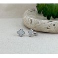 thumbnail image 3 of Om Jewels 14K White Gold Plated Moissanite Round Cut Women's Clover Leaf Push Back Stud Earrings, 3 of 6