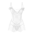 thumbnail image 2 of Gibobby Lencería sexy para mujer Lenceria Sexy para Mujer Ropa Interior Sensual de una Pieza Erotica de Encaje con Cuello V Pijama Tirantes(Blanco, Talla única), 2 of 5