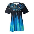 thumbnail image 5 of QASIEATN Women's Summer New Chest Button Pleated Casual Short Sleeved T Shirt Women's Top Fall Fashion Outfits for Women, 5 of 5