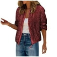 thumbnail image 2 of Sequin Cardigan Jacket for Women 2025 Glitter Long Sleeve Crewneck Cropped Zip Up Bomber Jackets Clubwear Outerwear, 2 of 6