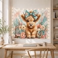 thumbnail image 5 of Young Highland Cow With Blue Floral Bow and Western Decor Cozy Farmhouse for Animal Lovers Western Wall Art Decor Birthday Gift Tapestry Wall Hanging for Bedroom and Living Room, 5 of 7
