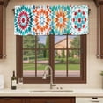 thumbnail image 6 of Colorful Boho Geometric Curtain Valances for Windows, Kitchen Valance Window Treatments Panel 2 Pack, Bohemian Ethnic Abstract Art Rod Pocket Short Curtains for Bathroom Bedroom 60 x 18 Inch, 6 of 8
