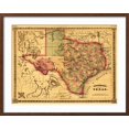 thumbnail image 2 of Art.com Texas - Panoramic Map Art Print by Lantern Press, Brown Frame Wall Art, 29" x 23", 2 of 5