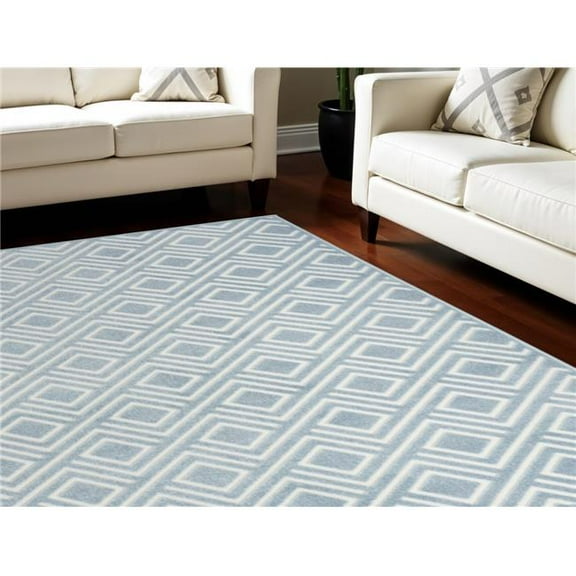 HomeRoots 569751 8 x 10 ft. Geometric Rectangle Area Rug, Blue