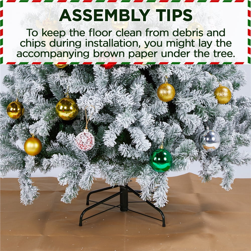 Renwick 6ft Prelit Flocked Pencil Christmas Tree with Foldable Stand, Green