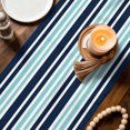 thumbnail image 4 of Table Runners 90 Inches Long, Navy Blue Turquoise Striped Cotton Linen Kitchen Dining Coffee Table Runner for Party Home Decor, Gradient Horizontal Lines Tabletop Dresser Scarves Runner 13x90 Inch, 4 of 9