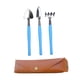 thumbnail image 3 of Herramientas de jardinería mini de hojas de rastrillo de mano con bolsa de almacenamiento de cuero PU Herramientas de plantación práctica para macetas Azul, 3 of 8