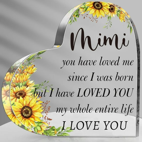 Birthday Gifts for Mimi, Acrylic Heart Sign Presents, Mothers Day Christmas Valentines Day Gifts for Mimi Grandma, Grandmother from Grandchildren