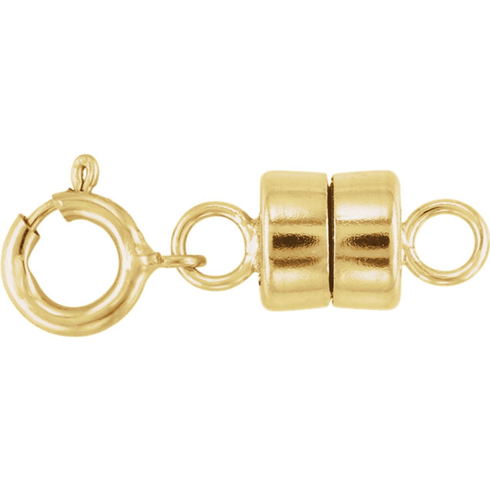 2 - Each NEW SOLID .925 Sterling Silver and 1  - 14K Yellow Gold Filled Round Magnetic Clasps with Spring Rings For Necklaces, Bracelets, And Anklets.