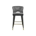 thumbnail image 4 of Homestock Art Nouveau Allure Contemporary Velvet Upholstered Counter Height Stool with Gold Tipped, Black Metal Legs, 22" W x 19" D x 38.5" H, Set of 2-Color:Grey, 4 of 10