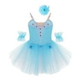 thumbnail image 3 of Alvivi Girls Ballet Dance Skirted Leotards Ballerina Costumes with Headdress Gymnastic Tutu Dress Light Blue 5-6, 3 of 7