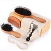 Hair Brush Wooden Hair Brush Set Boar Bristle Hair Brush for Straight, Curly, Short, Long Hair