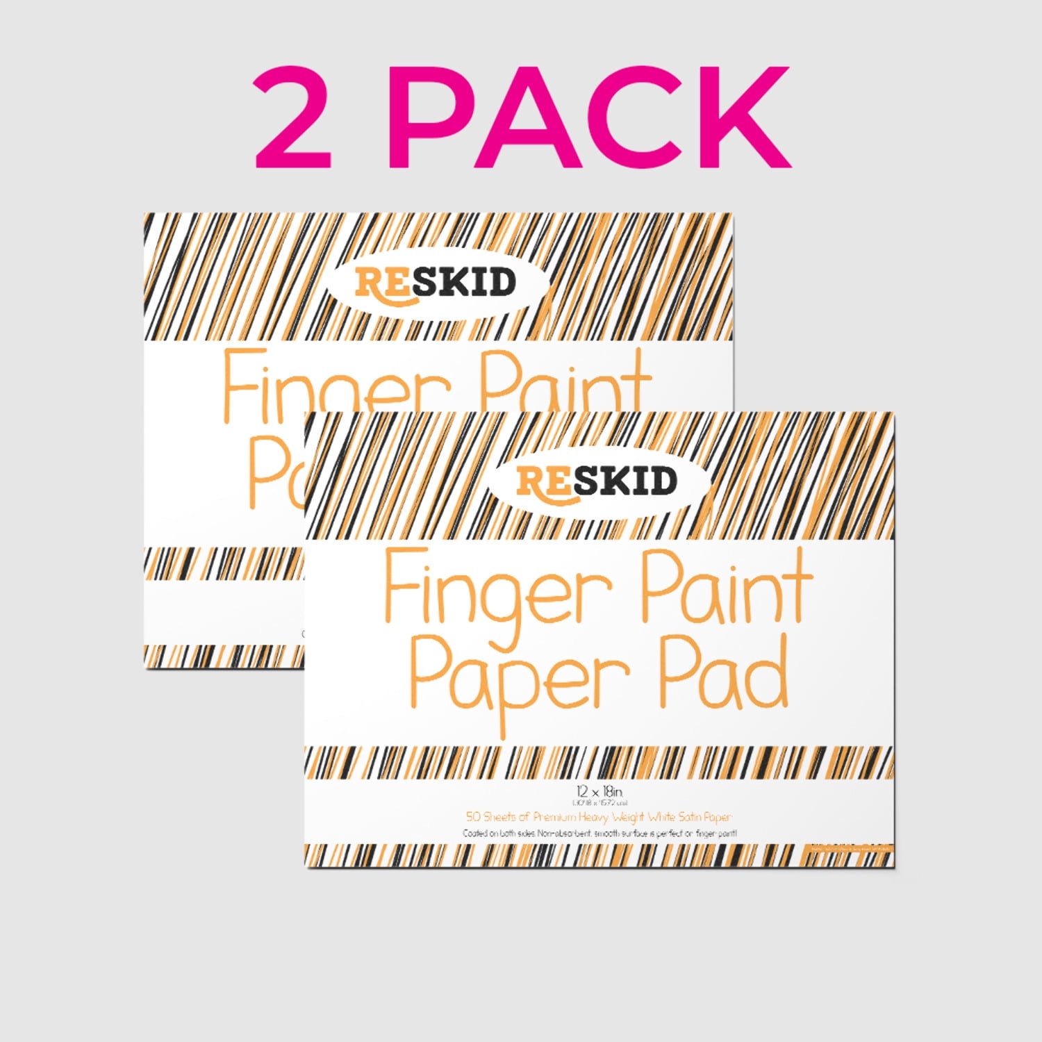 Reskid Large Finger Paint Paper Pad (12 x 18 inches) - 50 Sheets, 2-Pack - Kids Art Supplies, Fingerpaint Paper for Toddlers and Kids, Paint Pad for Kids, Kids Art Paper (12x18 (2PACK))