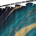 thumbnail image 3 of Teal Gold Wave Marble Pattern Shower Curtain 36"x72" ,Bathroom Decorative Shower Curtains Set with 12 Hooks,Modern Waterproof Washable Shower Curtain, 3 of 6