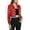 Red, variant on Women's Sequin Bomber Jacket with Striped Ribbed Trim and Zip Front- Small, Gold