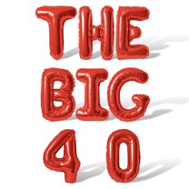Letter Balloons - THE BIG 4 0 16" Inch Alphabet Letters Foil Mylar Balloon 40th Birthday Party Banner (Red)