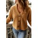 thumbnail image 2 of ABPHQTO Chaqueta de peluche con botones y cuello en V informal marrón para mujer, 2 of 5