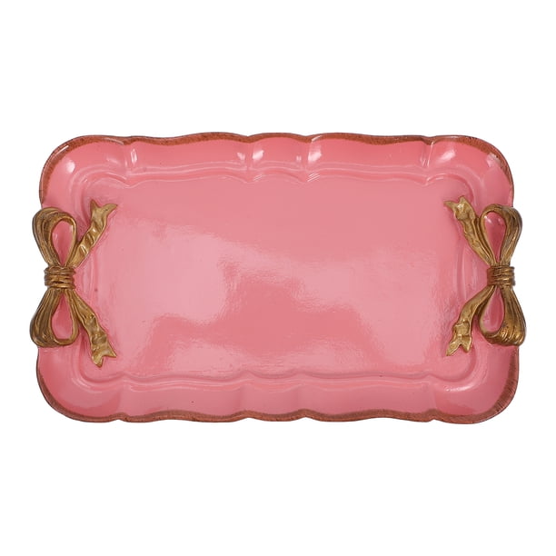 Plato pequeño decorativo con forma de lazo retro para joyas, postres, pasteles, cafeterías y decoración del hogar (rosa)