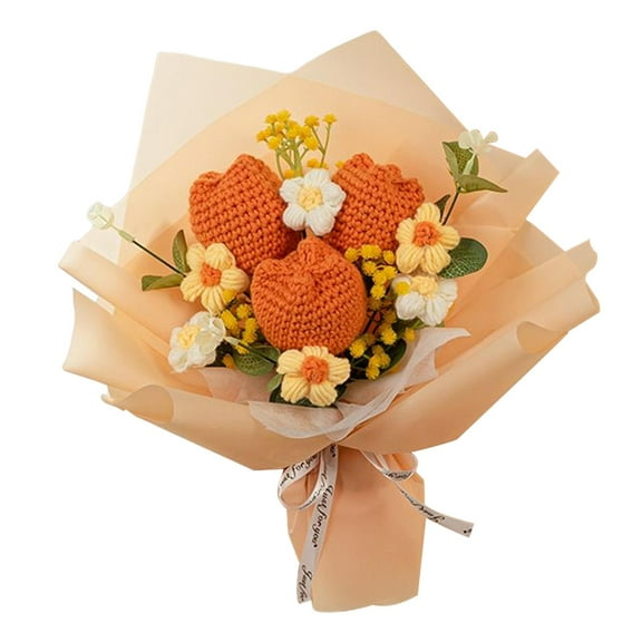 deevoka Crochet Bouquet, Knitted Flowers, Artificial Flowers, Artificial Flowers for The Orange