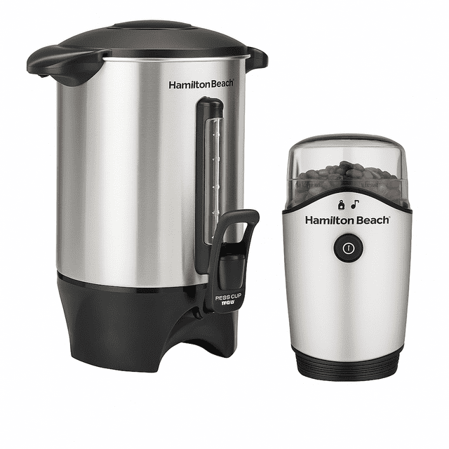 Cafetera Percoladora + Molino de Granos De Cafe y Especias Hamilton Beach