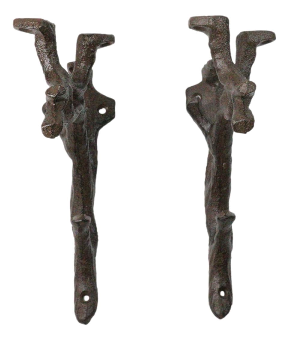 Pack of 2 Cast Iron Nature Flora Fauna Twig Branch Wall Shelf Brackets 7"H