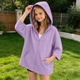thumbnail image 2 of happyYEE Full Zip Hoodie for Girl, Oversized Hooded Sweatshirt with Pockets, Fall Long Sleeve Casual Zipper Outerwear Tops,13-14 Years, 2 of 6