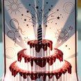 thumbnail image 5 of NFTIGB 3D Pop-Up Birthday Greeting Card with Music and LED Light, Exquisite Paper Cake Design in Red Color, Includes Envelope, 5.9 inches / 15 cm Square Folded Size for Loved Ones, 5 of 9