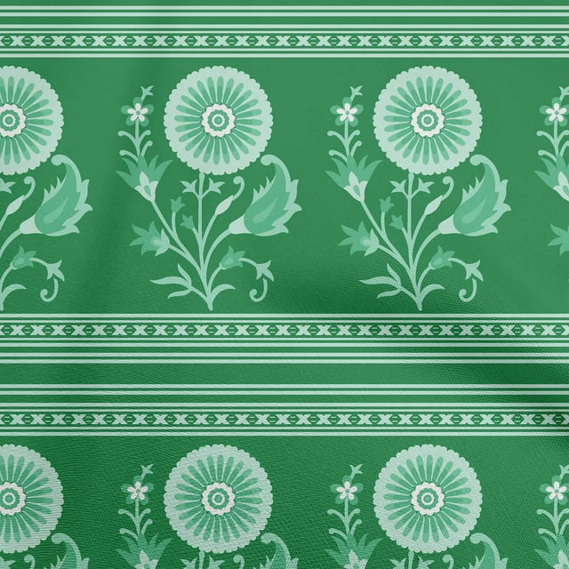 oneOone Tissu Flex Coton Vert Maxican Floral Matériel de Robe Tissu Imprimé Tissu au Mètre 40 Pouces de Large