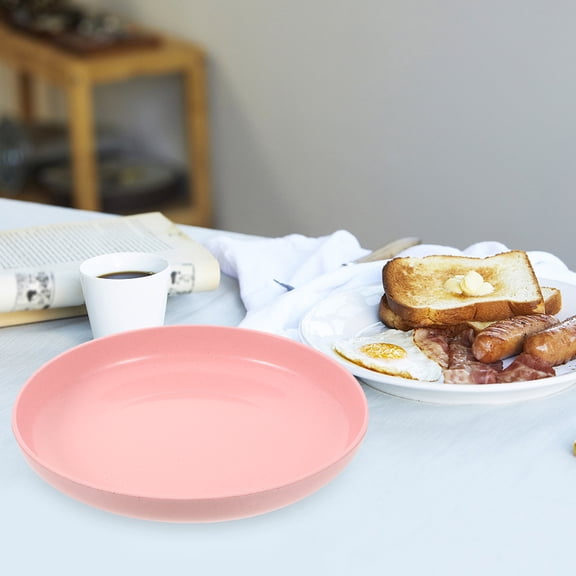 4-Piece Kids Tableware Set with Plastic Plates, Wheat Straw Fiber Bowls, Polypropylene Child-Friendly Dishware