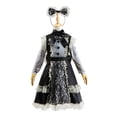 thumbnail image 6 of YUANxueke Girls Medieval Vintage Themed Costume 4-Piece Set, Zipper Long Sleeve Lace Trim Dress with Headband Waist Sash Bow Ornament for Costume Party,Black,5 Years, 6 of 8