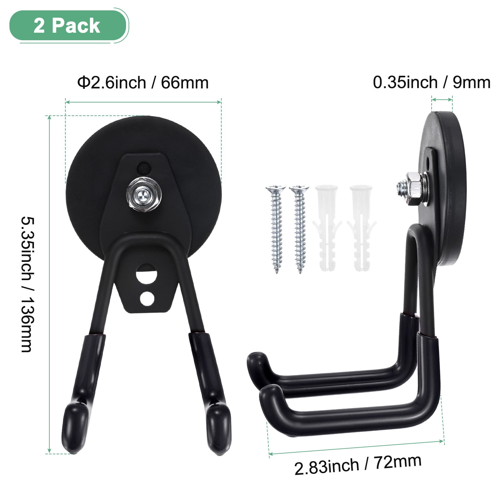 Uxcell 2-Pack Strong Garage Magnetic Hooks, Storage Utility Magnet Hooks with Anti Slip Rubber Coating [Orange]