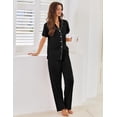 thumbnail image 5 of Ekouaer Pajamas for Women Set Button Up Sleepwear Cute Pjs Ruffle Sleeve Notch Collar Lounge Sets with Long Pants, 5 of 6