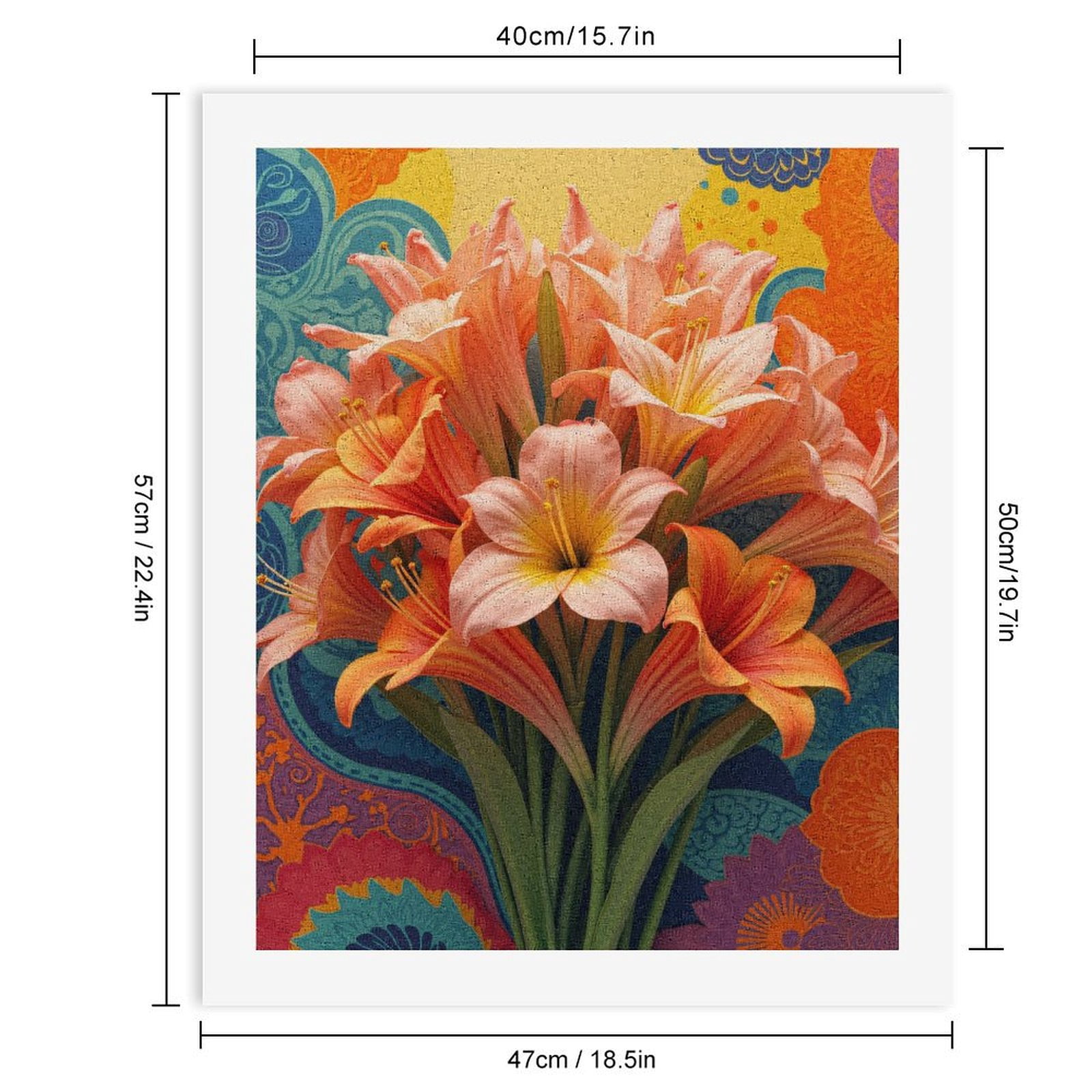 Paint By Numbers Kit for Adults Beginner - Vibrant Floral Bouquet Art Background DIY Canvas Painting Kits for Adults, Frameless Paint By Number for Adults for Home Wall Decor 16x20 Inch