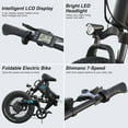 thumbnail image 4 of Wooken 20"X4.0 Fat Tire Electric Bike for Adults, 500W Foldable Electric Bicycle with 48V 10Ah Built-in Battery, Shimano 7 Speed, Dual Shock Absorber, 4 of 11