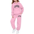 thumbnail image 3 of Shadoumai Newborn Girl Outfits Letter Print Long Sleeve Soft Hoodie Pullover Sweatshirt Tracksuit Jogger Sweatpants Fall Toddlers Girls Clothing, 3 of 5