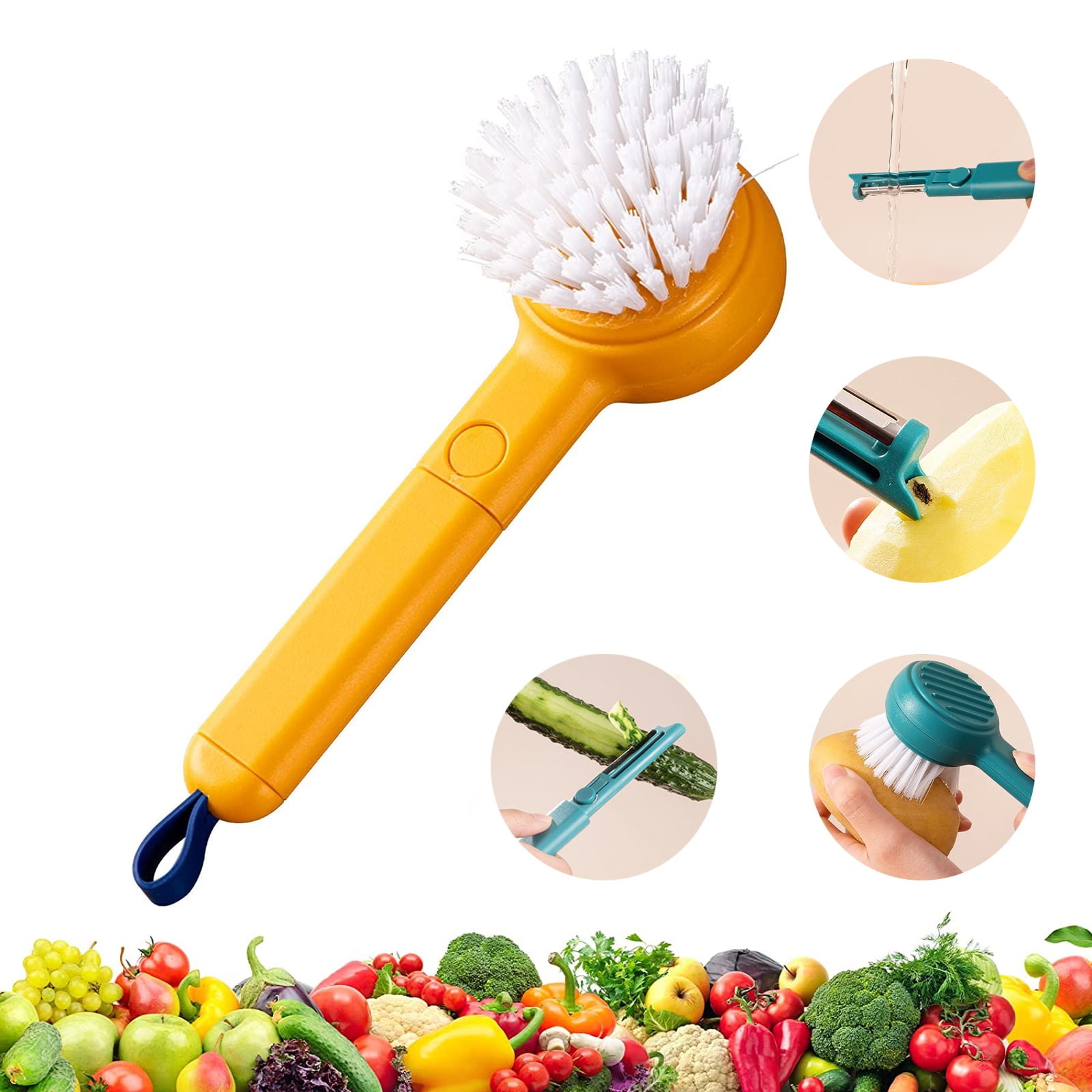 Semfri Vegetable Cleaner Brush Fruit Scrubber Brush Good Grip Long