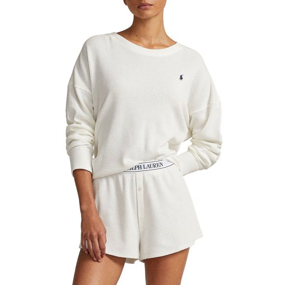 Polo Ralph Lauren Womens Waffle Knit Boxer Short - 4P0150 (Ecru, XL)