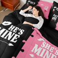 thumbnail image 4 of jejeloiu Mr And Mrs 7pcs Bedding Comforter Set,Couple Gifts Queen Bedding Sets,Pink Black Queen Sheet Sets For Men Women,Super Cozy Room Decor Reversible, 4 of 8