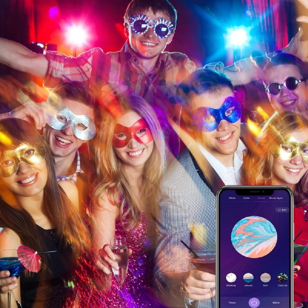 Homevenus Smart Light Bulbs, 9W A19 RGB Color Changing LED Light Bulb with Music Sync Controlled Via Wi-Fi & Bluetooth, Dimmable Tunable White, Works with Alexa Google Assistant, 4 Packs