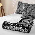 thumbnail image 4 of jejeloiu Retro Vintage Floral Bed Spread Queen For Men Women,Western Pattern Queen Coverlet Set,Black White,3-Piece, 4 of 7