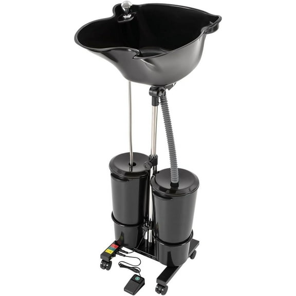 YIYIBYUS Portable Shampoo Bowl with Electric Pump, Hair Washing Station for Home & Barber Use, Portable Sink for Washing Hair with Dual-Bucket Design, Height Adjustable