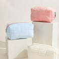 thumbnail image 5 of Plush Makeup Bag Cosmetic Bag for Women,Zipper Large Solid Color Travel Toiletry Bag Travel Make Up Toiletry Bag Washing Pouch - White, 5 of 5