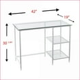 thumbnail image 4 of Desks, Contemporary Metal & Tempered Glass Student Desk - White | Iron Frame | Multi-Use, 4 of 7