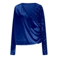 thumbnail image 4 of Rhuody Summer Tops For Womens Carnival Glam Long Sleeve Neck Sequin T Shirt For Party Wear Sparkling Blouse Elegant Clothing Blue S, 4 of 5