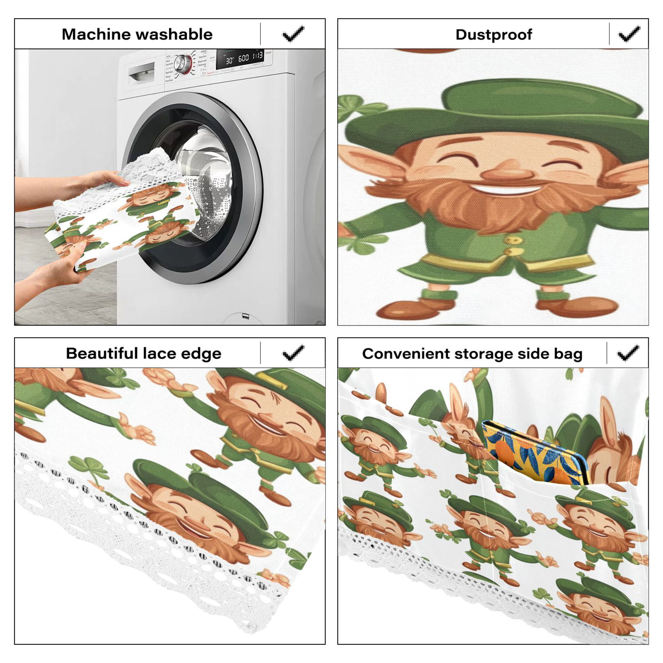 WOBOGO Cartoon Leprechauns Pattern on White Background Washing Machine Cloth Dryer Refrigerator Top Cover Protective Non-Slip Mat For Kitchen Laundry
