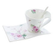 Butterfly With Pink Flowers Cup and Saucer Set