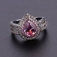 thumbnail image 3 of Heart-Shaped Alloy Ring with Artificial Gemstones and Semi-Precious Stones in White Gold for Women, 3 of 5